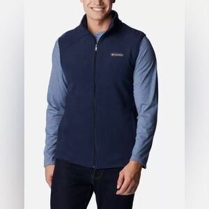 Columbia Men’s Castle Dale Fleece Gilet zip up vest Medium Navy EUC
